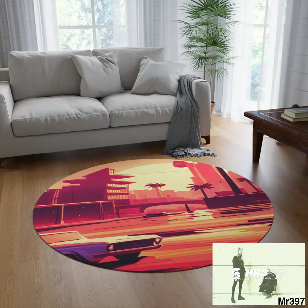 AI Vigilante theme Round Rug 60’’ × 60’’ Home Decor