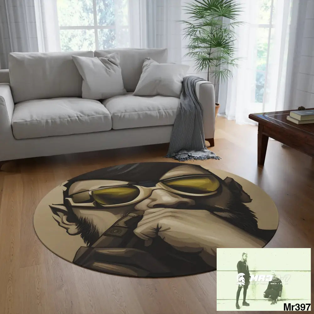 AI VIGILANTE THEMED Round Rug 60’’ × 60’’ Home Decor