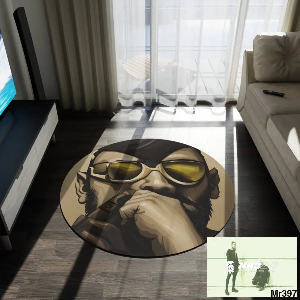 AI VIGILANTE THEMED Round Rug 60’’ × 60’’ Home Decor