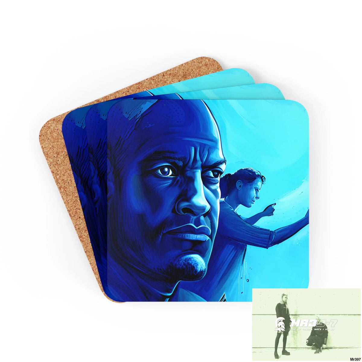 AI Vigilante Vice Scuba 1 penny dive Dahab theme Corkwood Coaster Set Cork / 3.75’’ × 3.75’’ / Square Home Decor