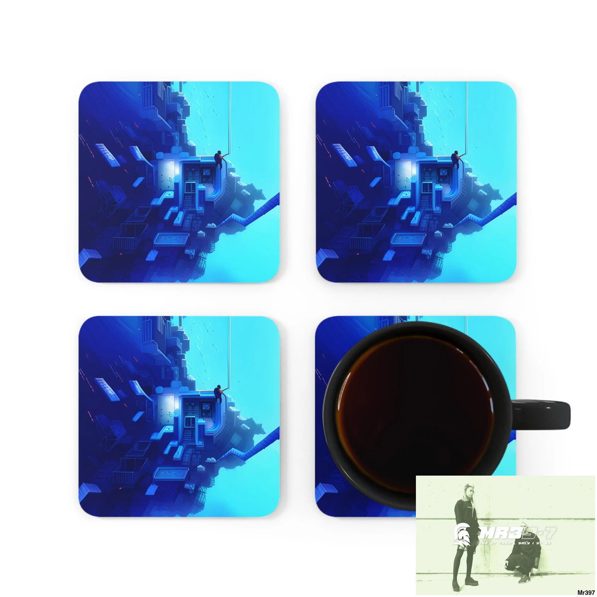 AI Vigilante Vice Scuba 1 penny dive Dahab theme Corkwood Coaster Set Cork / 3.75’’ × 3.75’’ / Square Home Decor