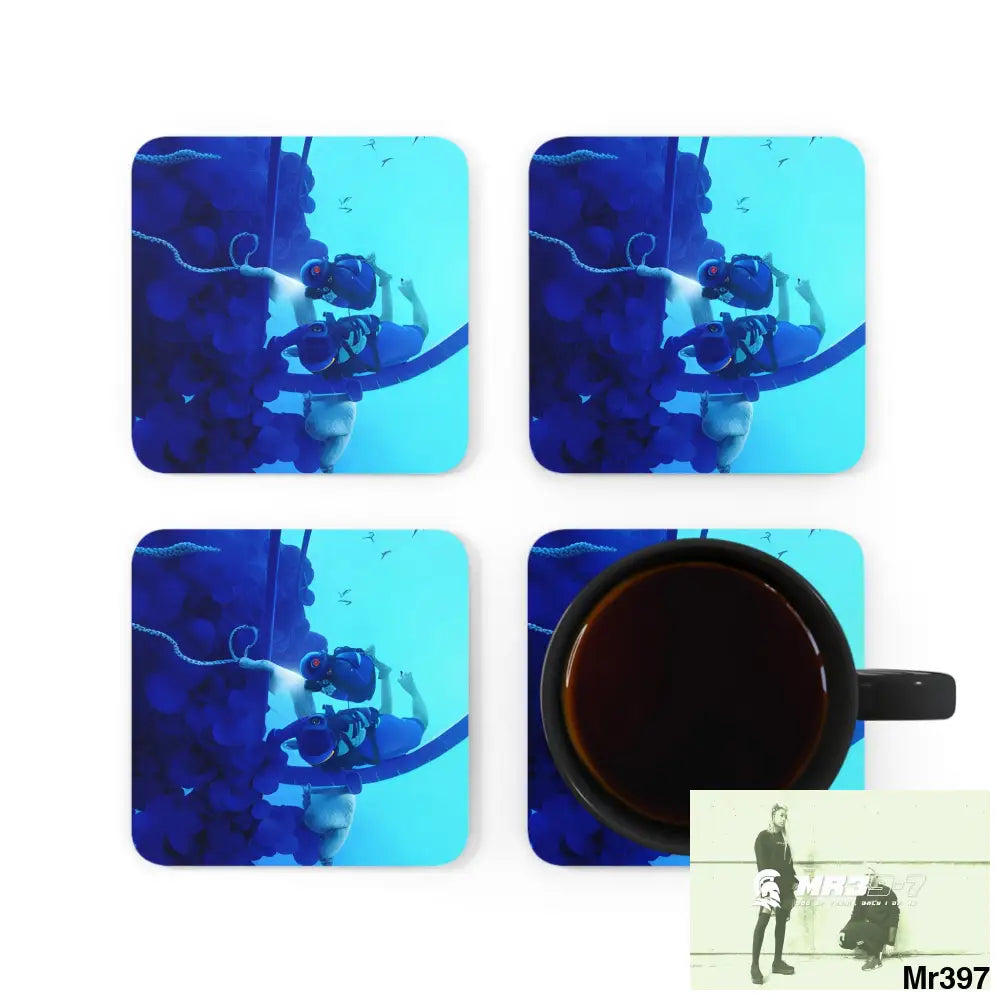 AI Vigilante Vice Scuba 1 penny dive Dahab theme Corkwood Coaster Set Cork / 3.75’’ × 3.75’’ / Square Home Decor