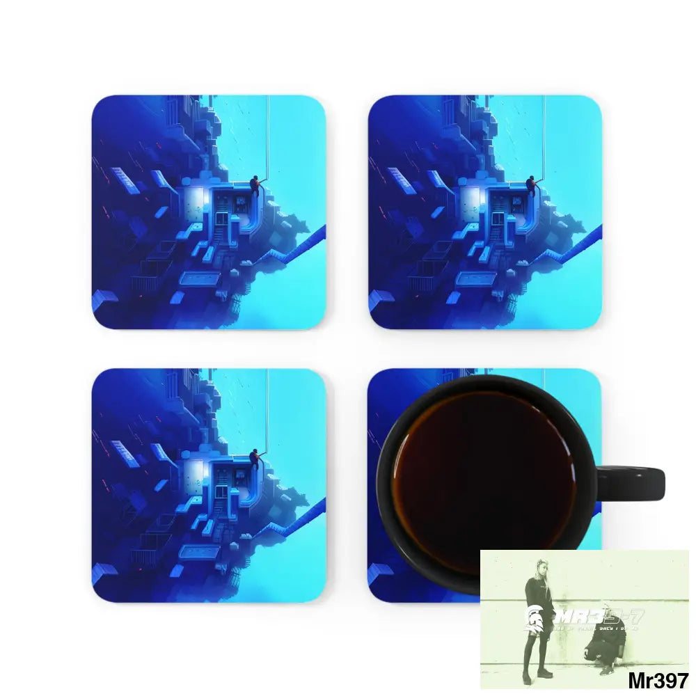 AI Vigilante Vice Scuba 1 penny dive Dahab theme Corkwood Coaster Set Cork / 3.75’’ × 3.75’’ / Square Home Decor