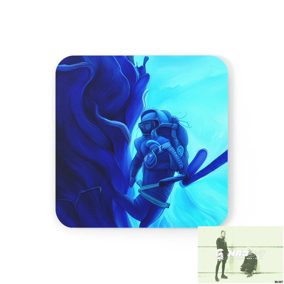 AI Vigilante Vice Scuba 1 penny dive Dahab theme Corkwood Coaster Set Cork / 3.75’’ × 3.75’’ / Square Home Decor