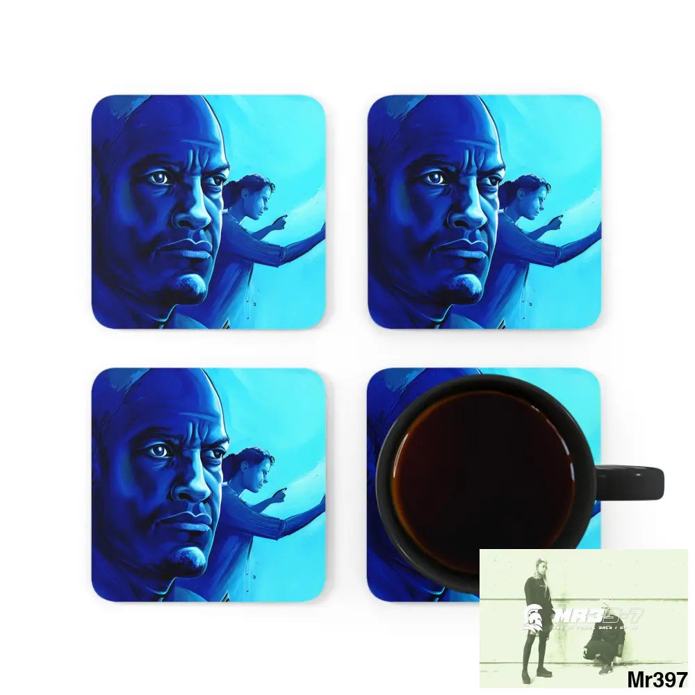 AI Vigilante Vice Scuba 1 penny dive Dahab theme Corkwood Coaster Set Cork / 3.75’’ × 3.75’’ / Square Home Decor