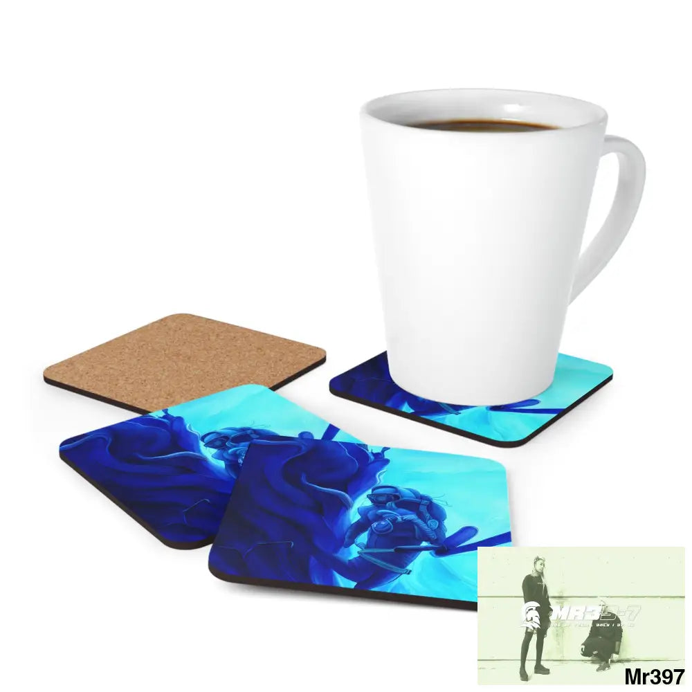 AI Vigilante Vice Scuba 1 penny dive Dahab theme Corkwood Coaster Set Cork / 3.75’’ × 3.75’’ / Square Home Decor