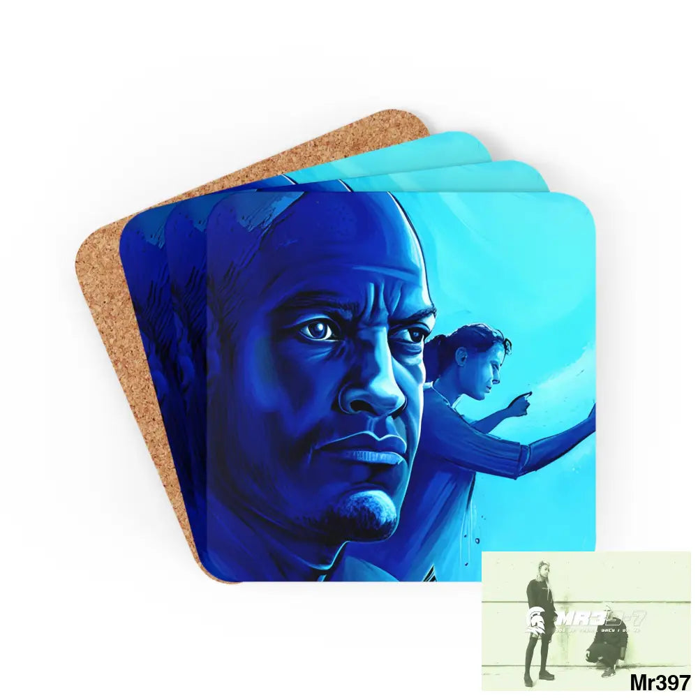 AI Vigilante Vice Scuba 1 penny dive Dahab theme Corkwood Coaster Set Cork / 3.75’’ × 3.75’’ / Square Home Decor