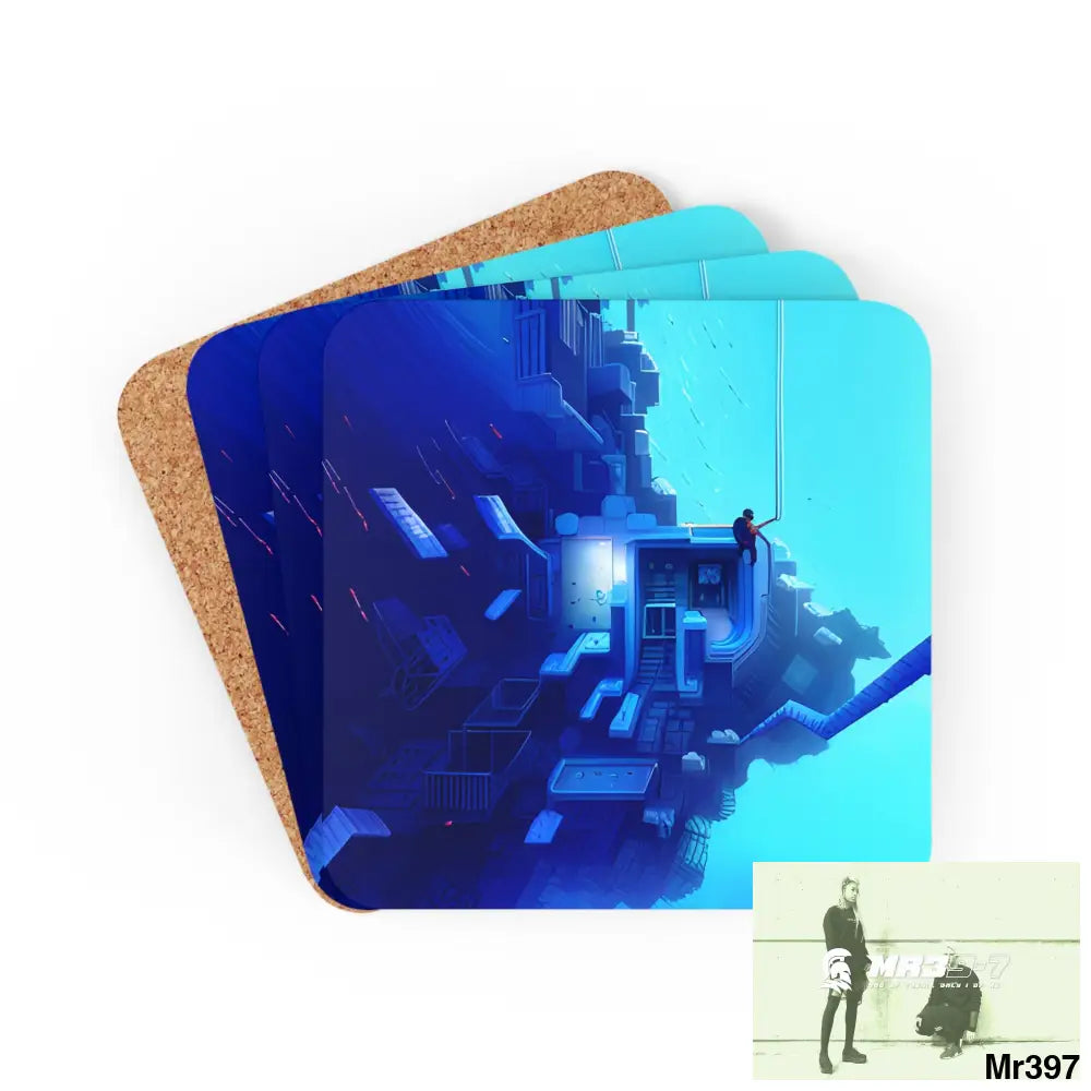 AI Vigilante Vice Scuba 1 penny dive Dahab theme Corkwood Coaster Set Cork / 3.75’’ × 3.75’’ / Square Home Decor