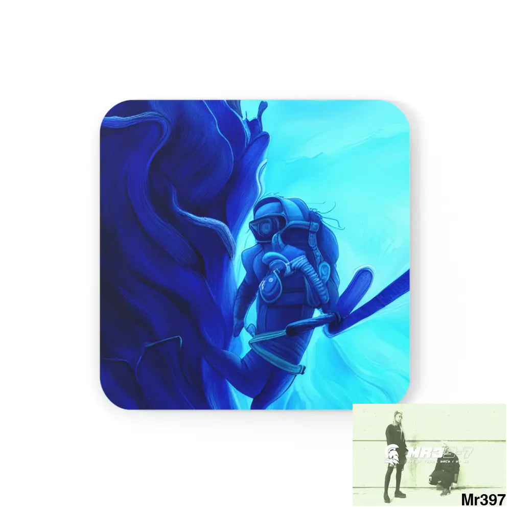 AI Vigilante Vice Scuba 1 penny dive Dahab theme Corkwood Coaster Set Cork / 3.75’’ × 3.75’’ / Square Home Decor