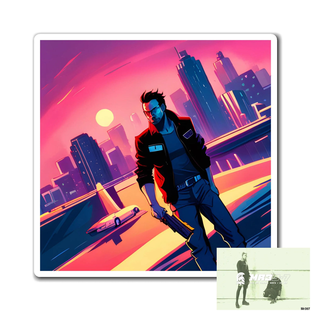 AI Vigilante Vice theme Magnet 6’’ × 6’’ Paper products