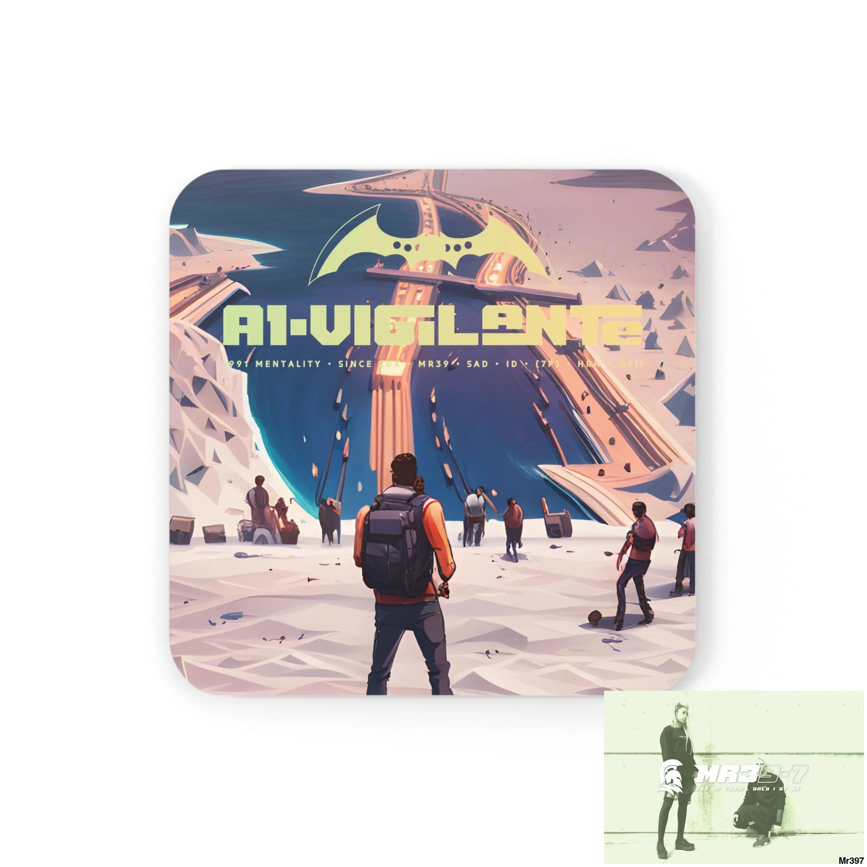 AI Vigilante Vice theme Zanzibar to Kenya 2015 Corkwood Coaster Set Cork / 3.75’’ × 3.75’’ / Square Home Decor