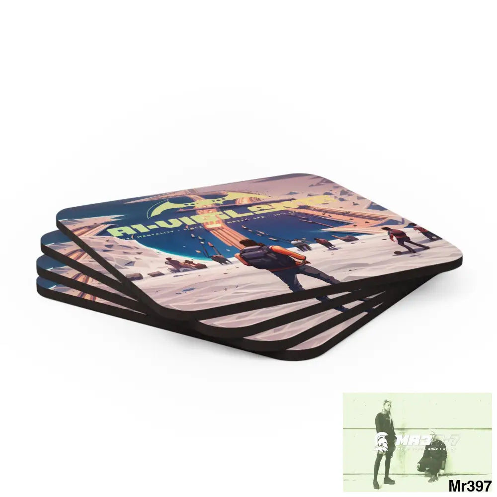 AI Vigilante Vice theme Zanzibar to Kenya 2015 Corkwood Coaster Set Cork / 3.75’’ × 3.75’’ / Square Home Decor