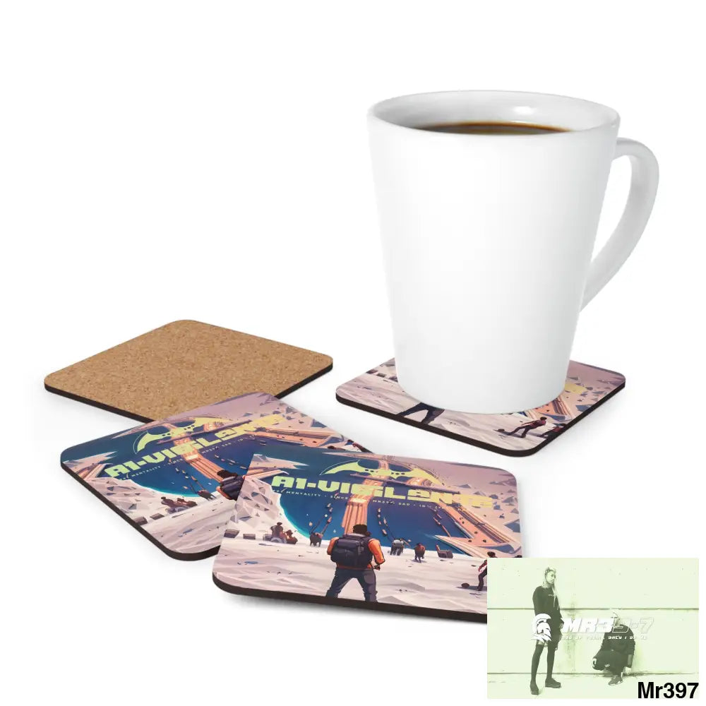 AI Vigilante Vice theme Zanzibar to Kenya 2015 Corkwood Coaster Set Cork / 3.75’’ × 3.75’’ / Square Home Decor