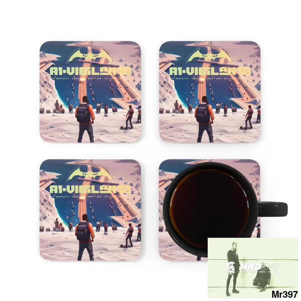 AI Vigilante Vice theme Zanzibar to Kenya 2015 Corkwood Coaster Set Cork / 3.75’’ × 3.75’’ / Square Home Decor