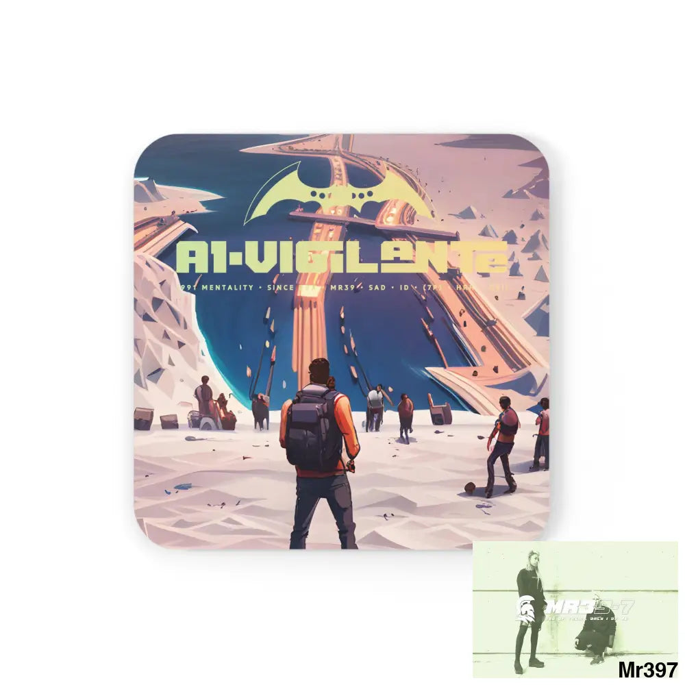 AI Vigilante Vice theme Zanzibar to Kenya 2015 Corkwood Coaster Set Cork / 3.75’’ × 3.75’’ / Square Home Decor