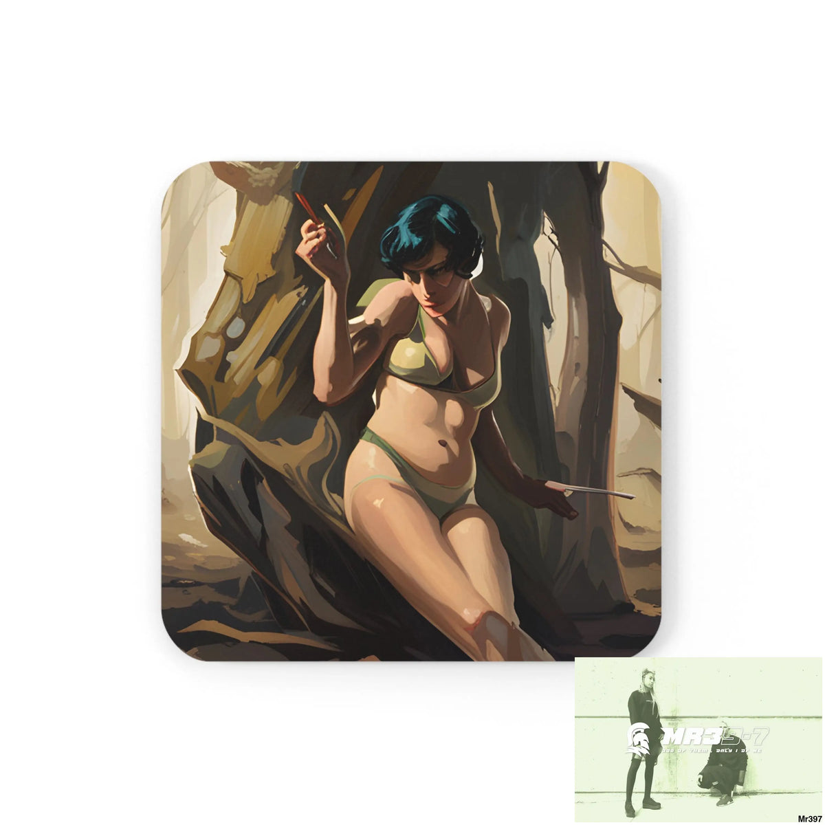 AI Vigilante Vice threat theme Corkwood Coaster Set Cork / 3.75’’ × 3.75’’ / Square Home Decor