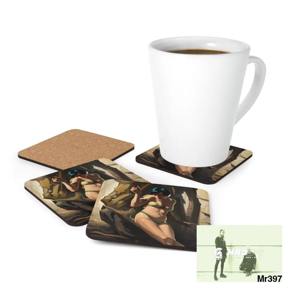 AI Vigilante Vice threat theme Corkwood Coaster Set Cork / 3.75’’ × 3.75’’ / Square Home Decor