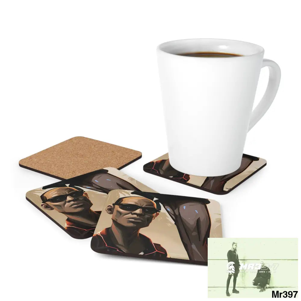AI Vigilante Vice threat theme Corkwood Coaster Set Cork / 3.75’’ × 3.75’’ / Square Home Decor