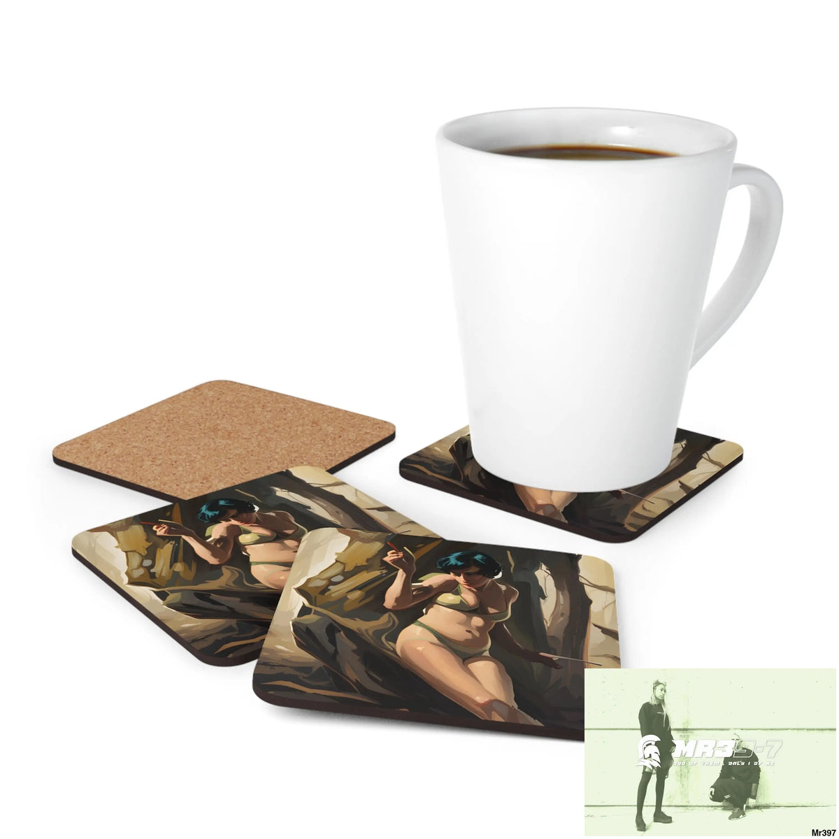 AI Vigilante Vice threat theme Corkwood Coaster Set Cork / 3.75’’ × 3.75’’ / Square Home Decor