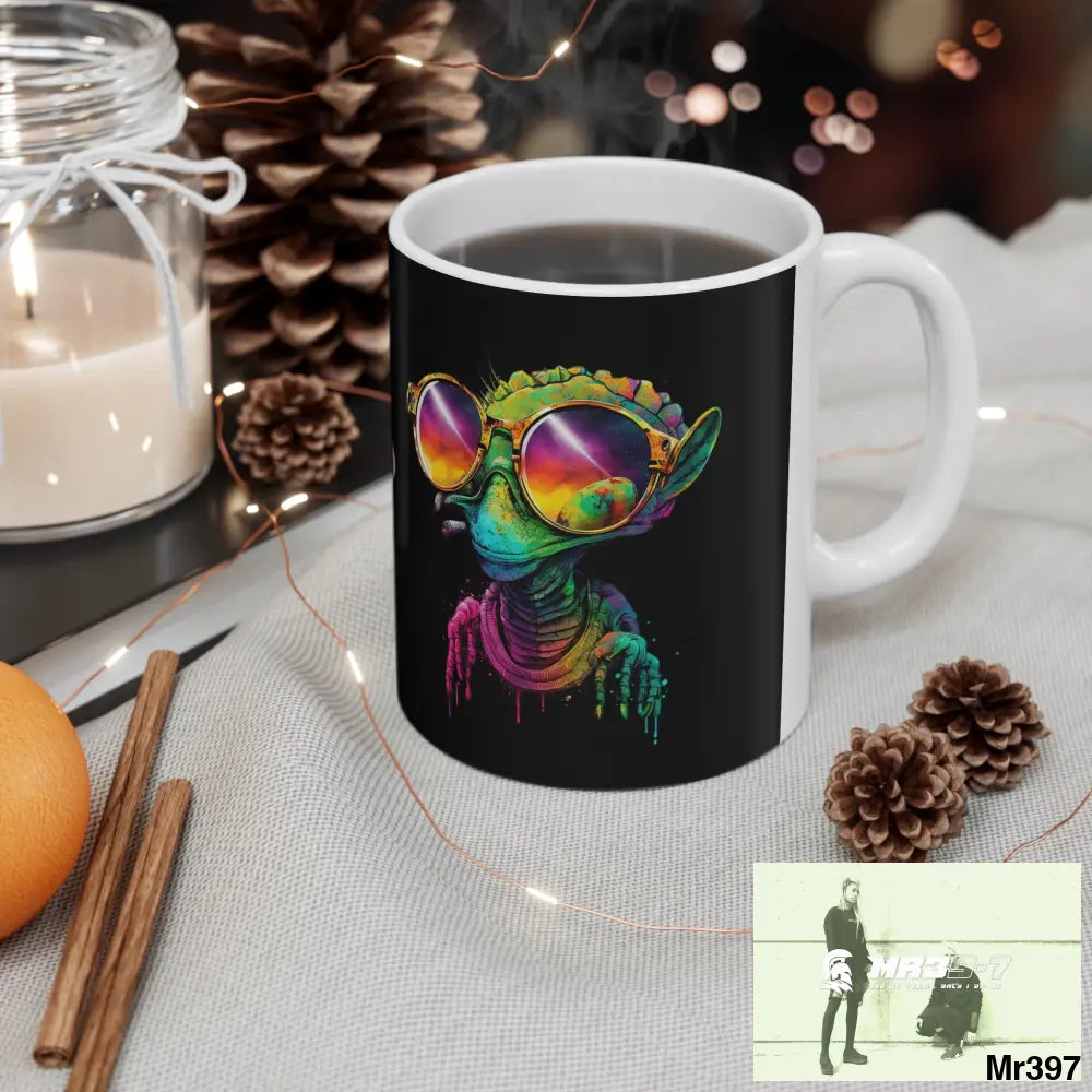 Alien in cool sunglasses Ceramic Mug 11oz 11oz Mug
