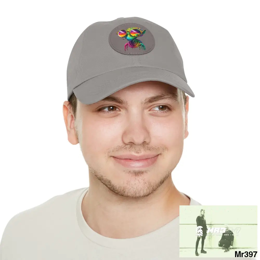 Alien in cool sunglasses Dad Hat with Leather Patch (Round) Hats