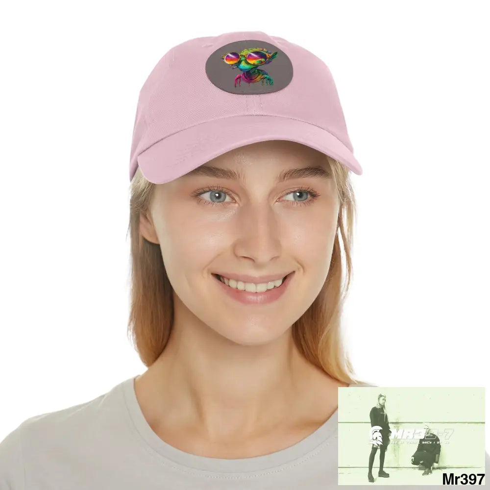 Alien in cool sunglasses Dad Hat with Leather Patch (Round) Hats
