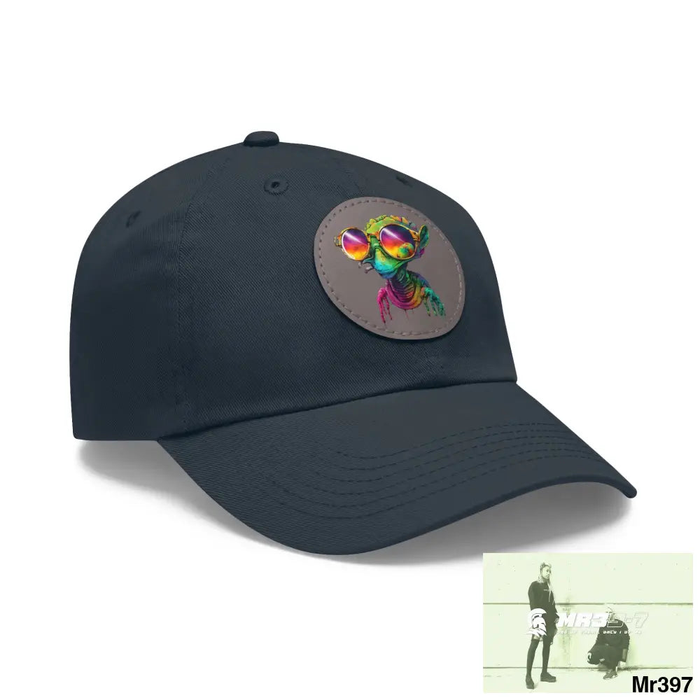 Alien in cool sunglasses Dad Hat with Leather Patch (Round) Hats