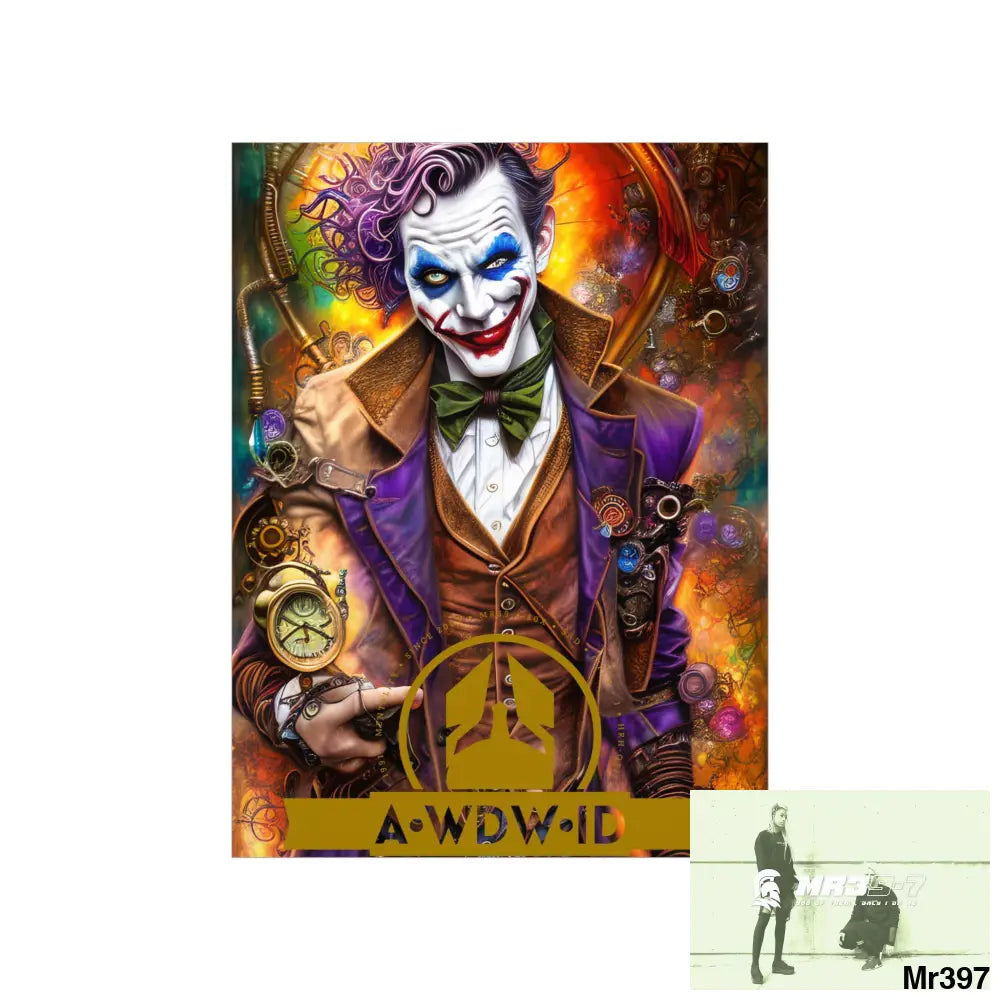 AWDW.ID Steampunk Joker Hearts Tribal Fractal Matte Vertical Posters Poster