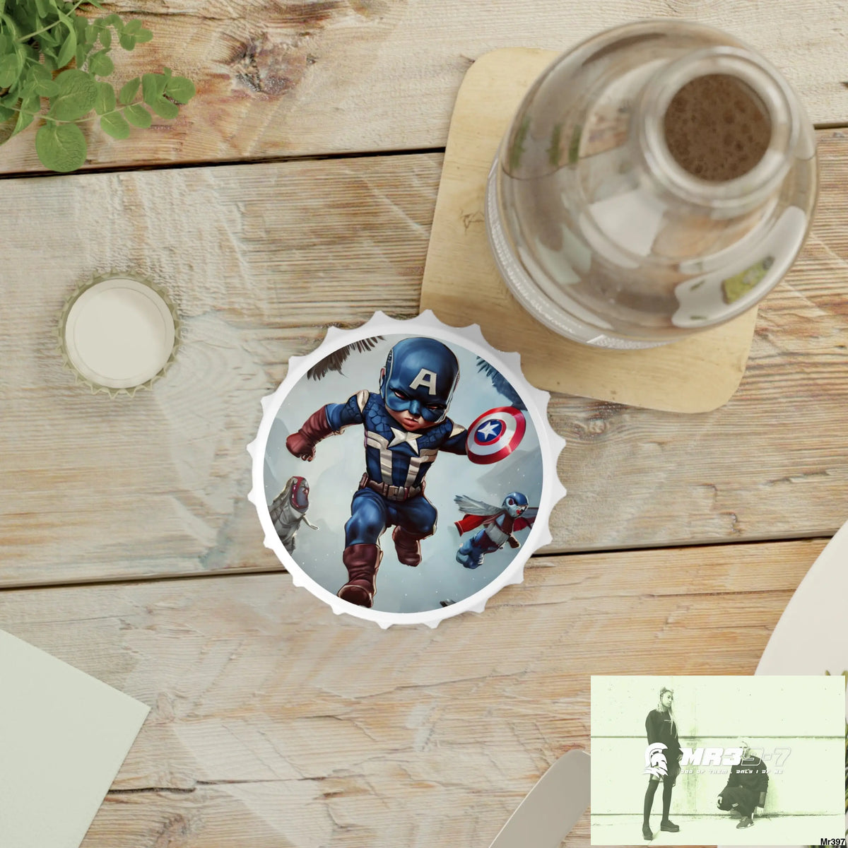 Baby Captain America Magnetic Bottle Opener One size / White Accessories
