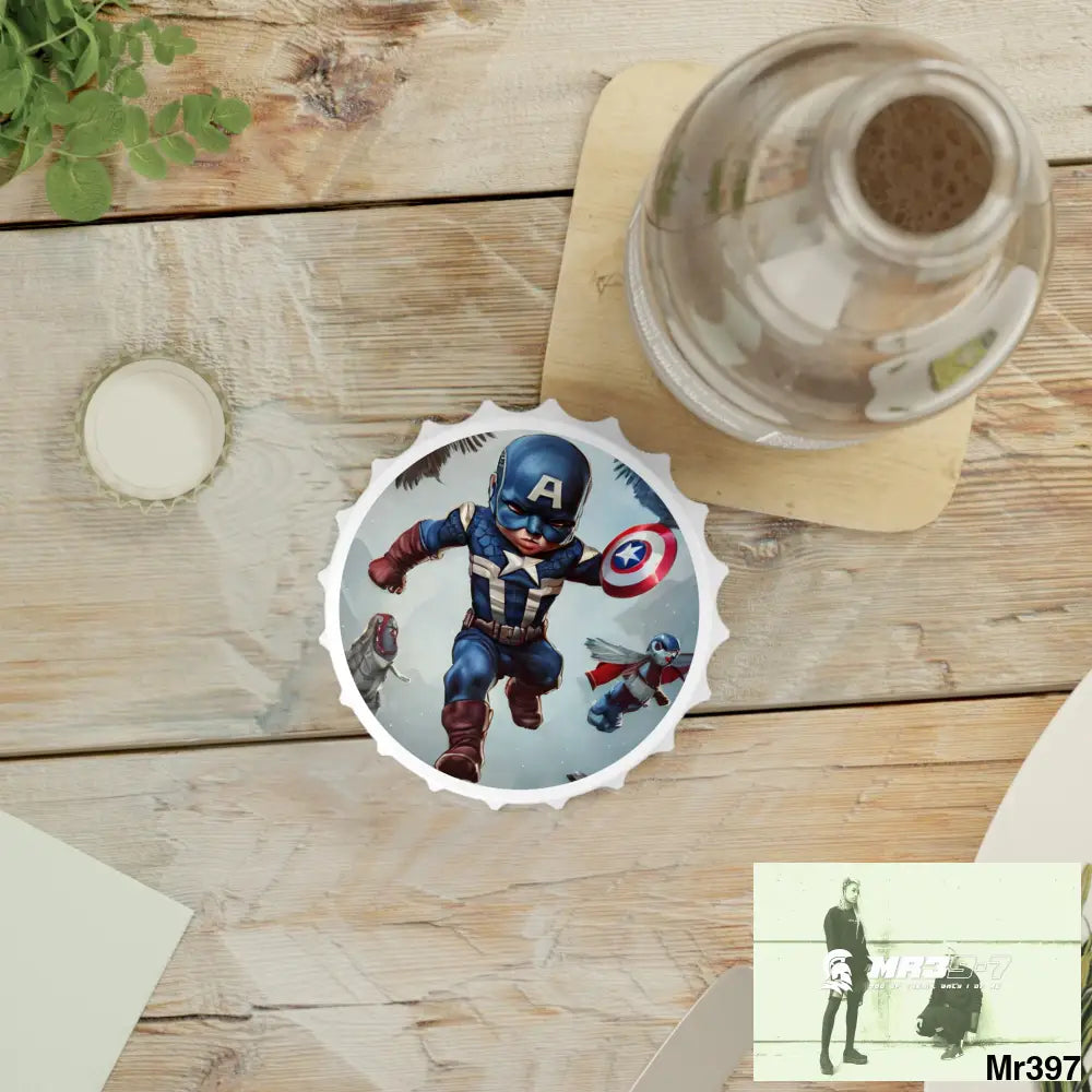 Baby Captain America Magnetic Bottle Opener One size / White Accessories