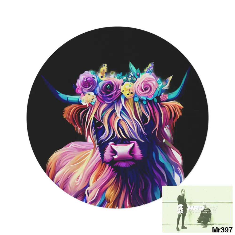 Baby Highland Cow Round Rug 60’’ × 60’’ Home Decor