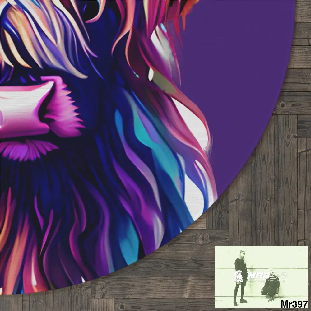 Baby Highland Cow Round Rug 60’’ × 60’’ Home Decor