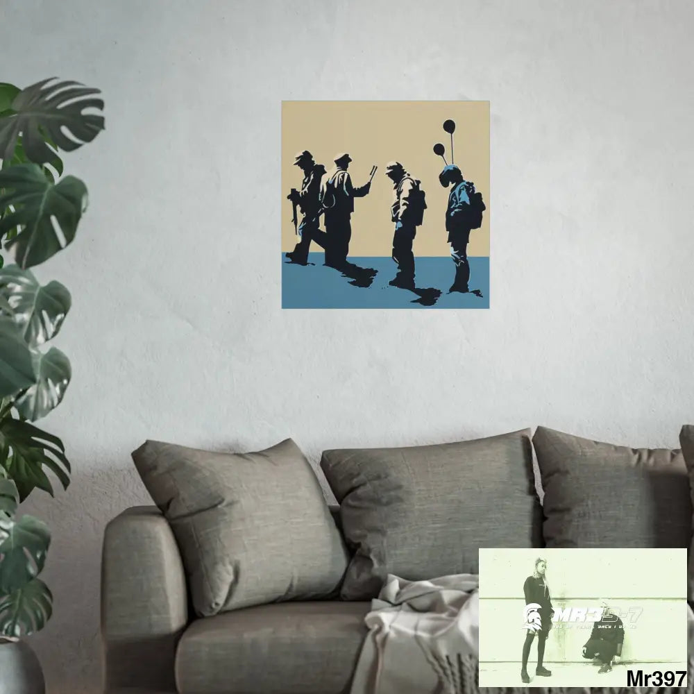 Banksy inspired Churchill’s Bar Dahab — no 2 The Warning (2014) Dahab Gold Narrative Poster SeriesFine Art Posters