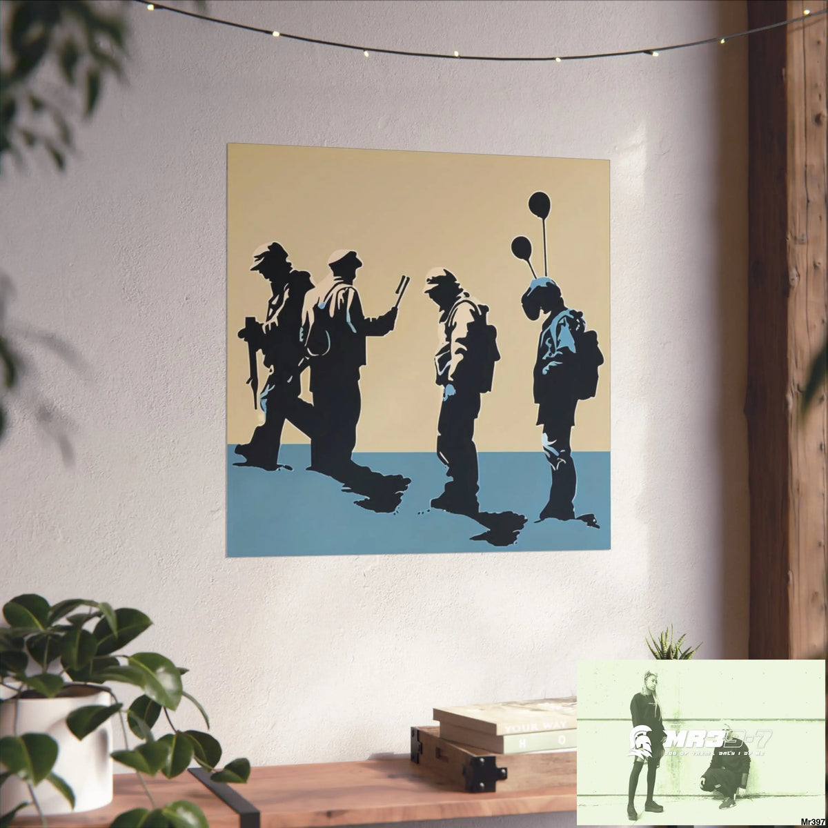 Banksy inspired Churchill’s Bar Dahab — no 2 The Warning (2014) Dahab Gold Narrative Poster SeriesFine Art Posters