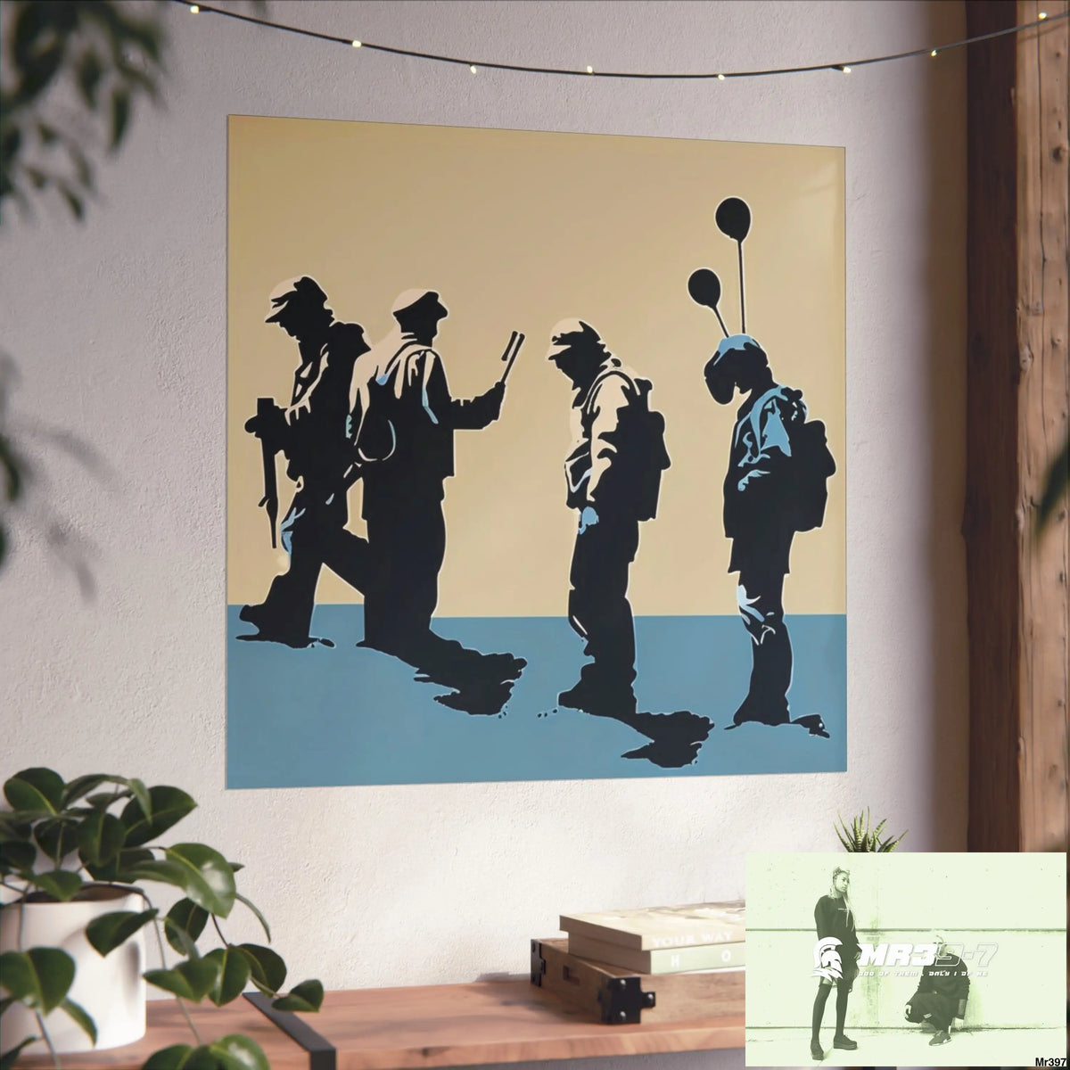 Banksy inspired Churchill’s Bar Dahab — no 2 The Warning (2014) Dahab Gold Narrative Poster SeriesFine Art Posters