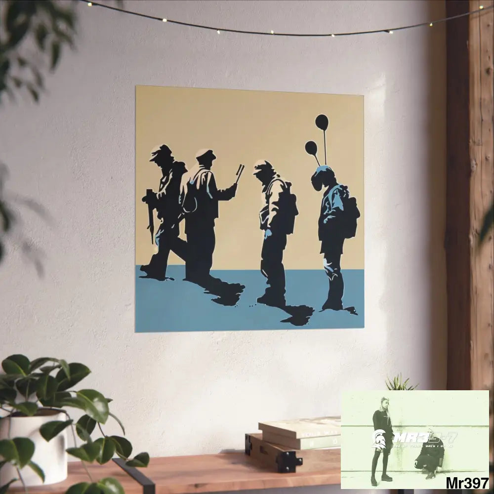 Banksy inspired Churchill’s Bar Dahab — no 2 The Warning (2014) Dahab Gold Narrative Poster SeriesFine Art Posters