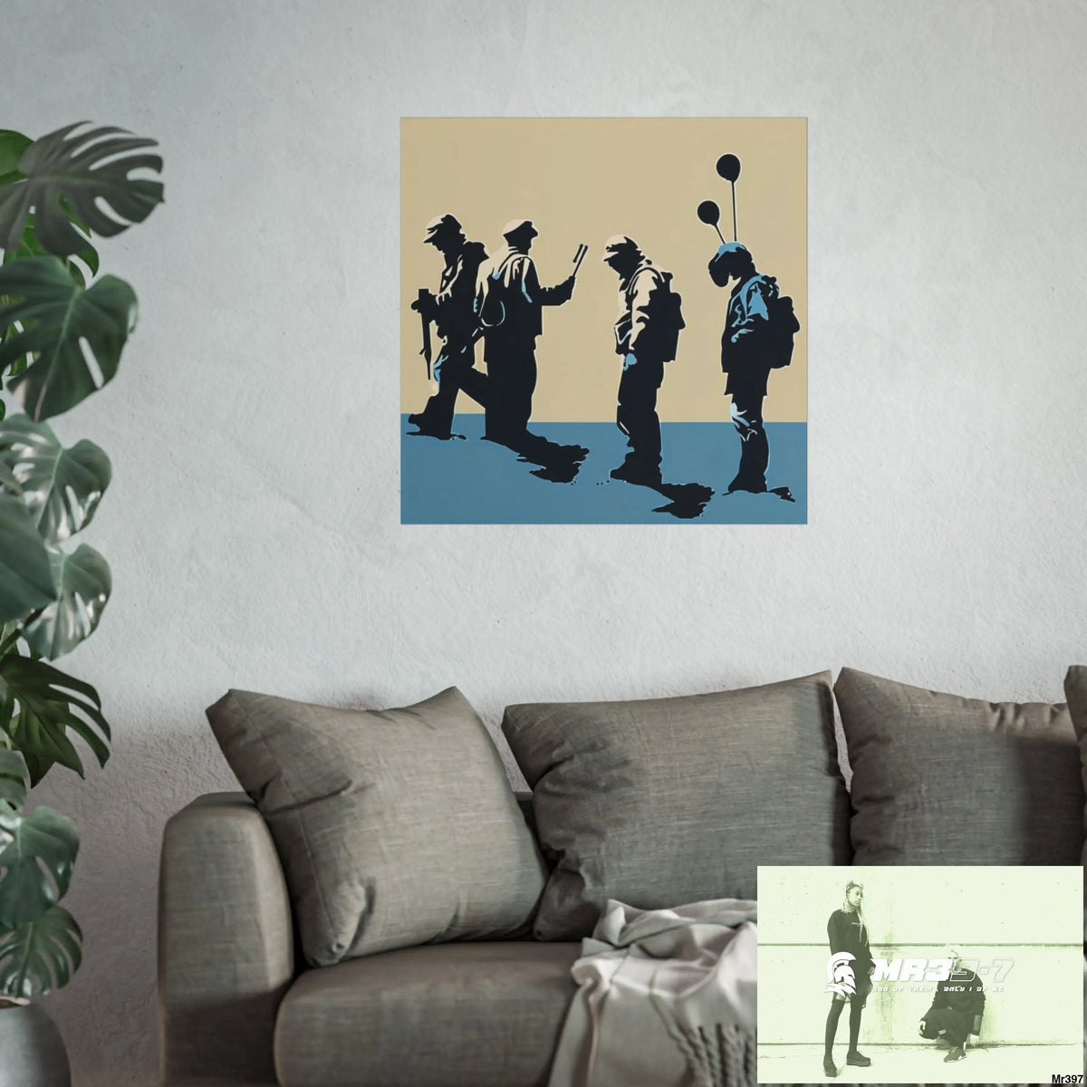 Banksy inspired Churchill’s Bar Dahab — no 2 The Warning (2014) Dahab Gold Narrative Poster SeriesFine Art Posters