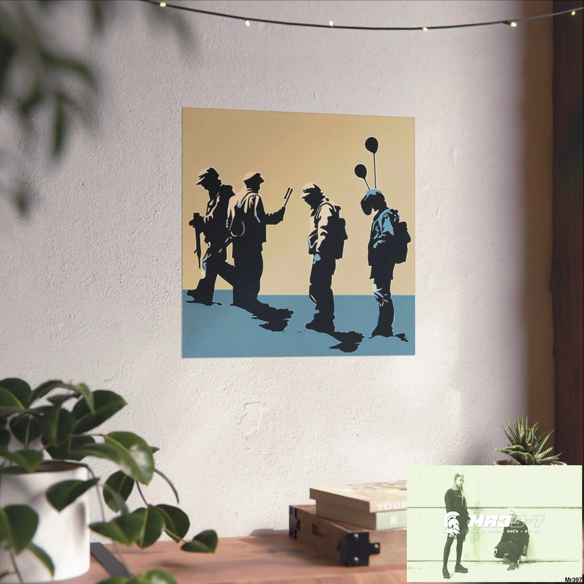 Banksy inspired Churchill’s Bar Dahab — no 2 The Warning (2014) Dahab Gold Narrative Poster SeriesFine Art Posters