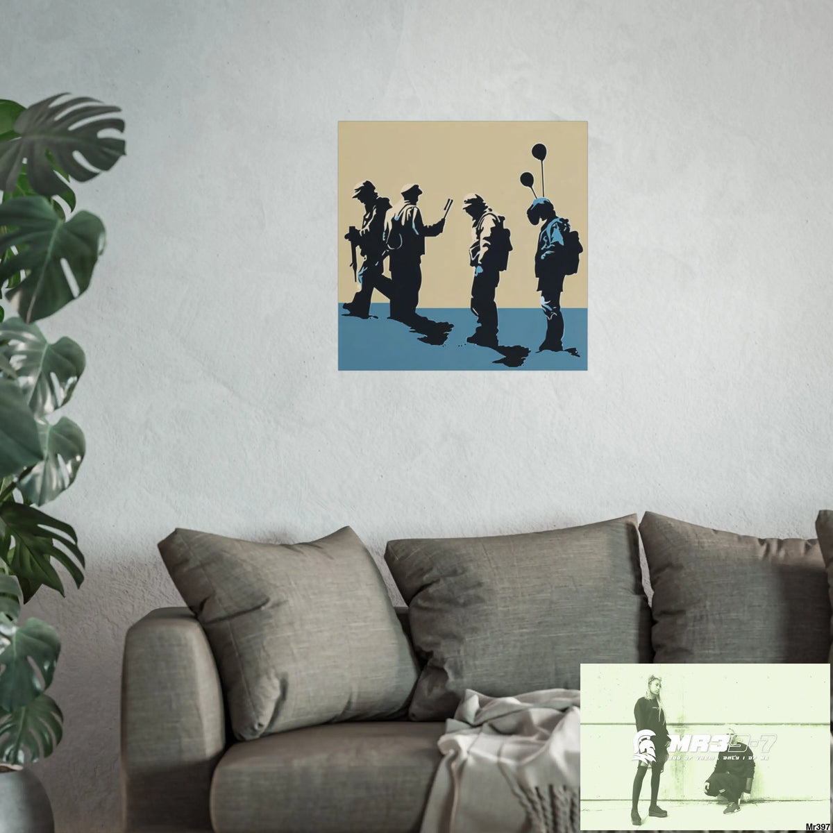 Banksy inspired Churchill’s Bar Dahab — no 2 The Warning (2014) Dahab Gold Narrative Poster SeriesFine Art Posters