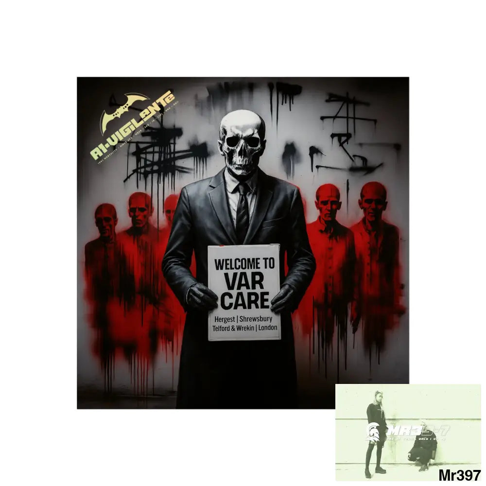 Banksy Inspired Inside A Mental Health VAR system Assassination failure 2012-2025 UK - Fine Art Posters 16″ x 16″