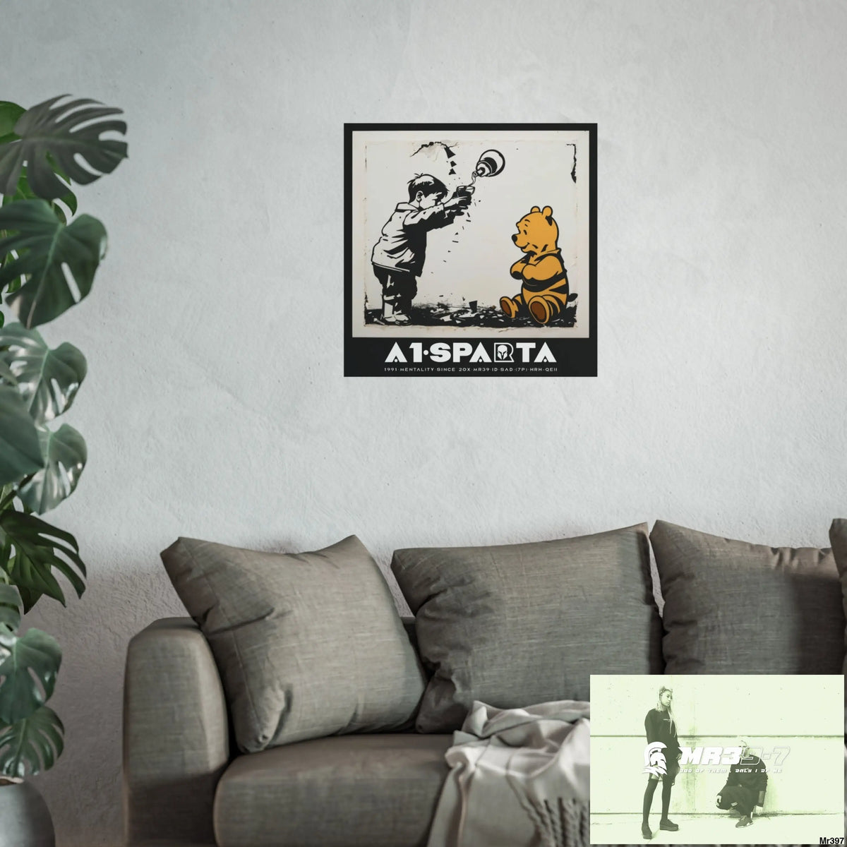 Banksy Style A1 Sparta DAHAB GOLD — SCENE 3 “Filling the Tigger Cup” no 4 Fine Art Posters Poster