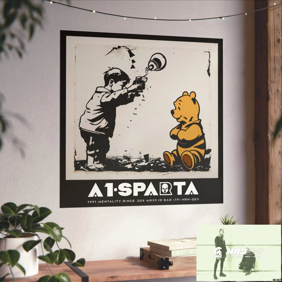 Banksy Style A1 Sparta DAHAB GOLD — SCENE 3 “Filling the Tigger Cup” no 4 Fine Art Posters Poster