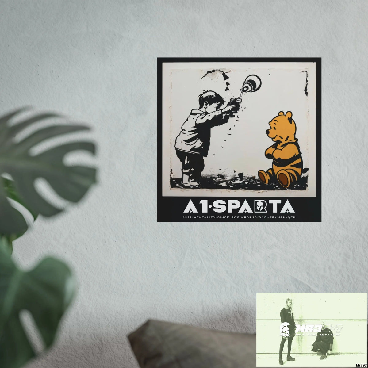 Banksy Style A1 Sparta DAHAB GOLD — SCENE 3 “Filling the Tigger Cup” no 4 Fine Art Posters Poster