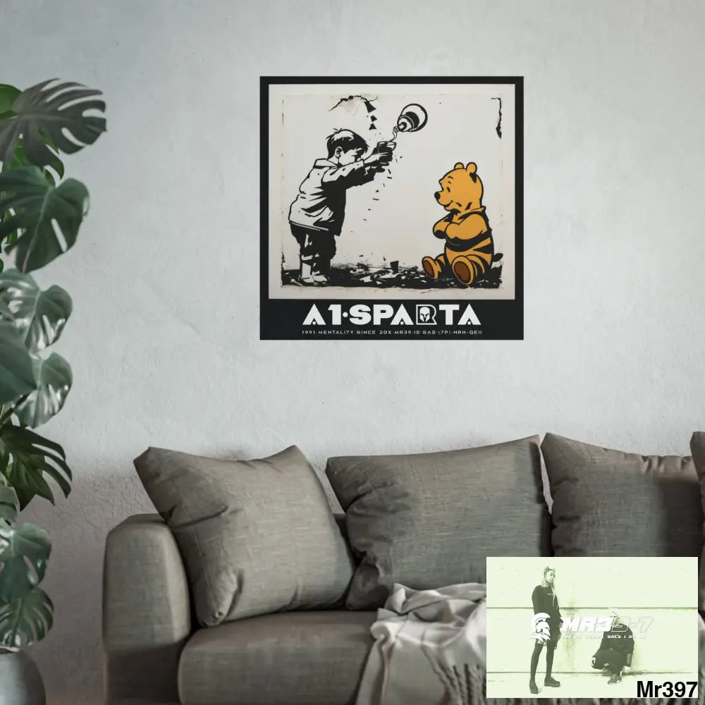 Banksy Style A1 Sparta DAHAB GOLD — SCENE 3 “Filling the Tigger Cup” no 4 Fine Art Posters Poster