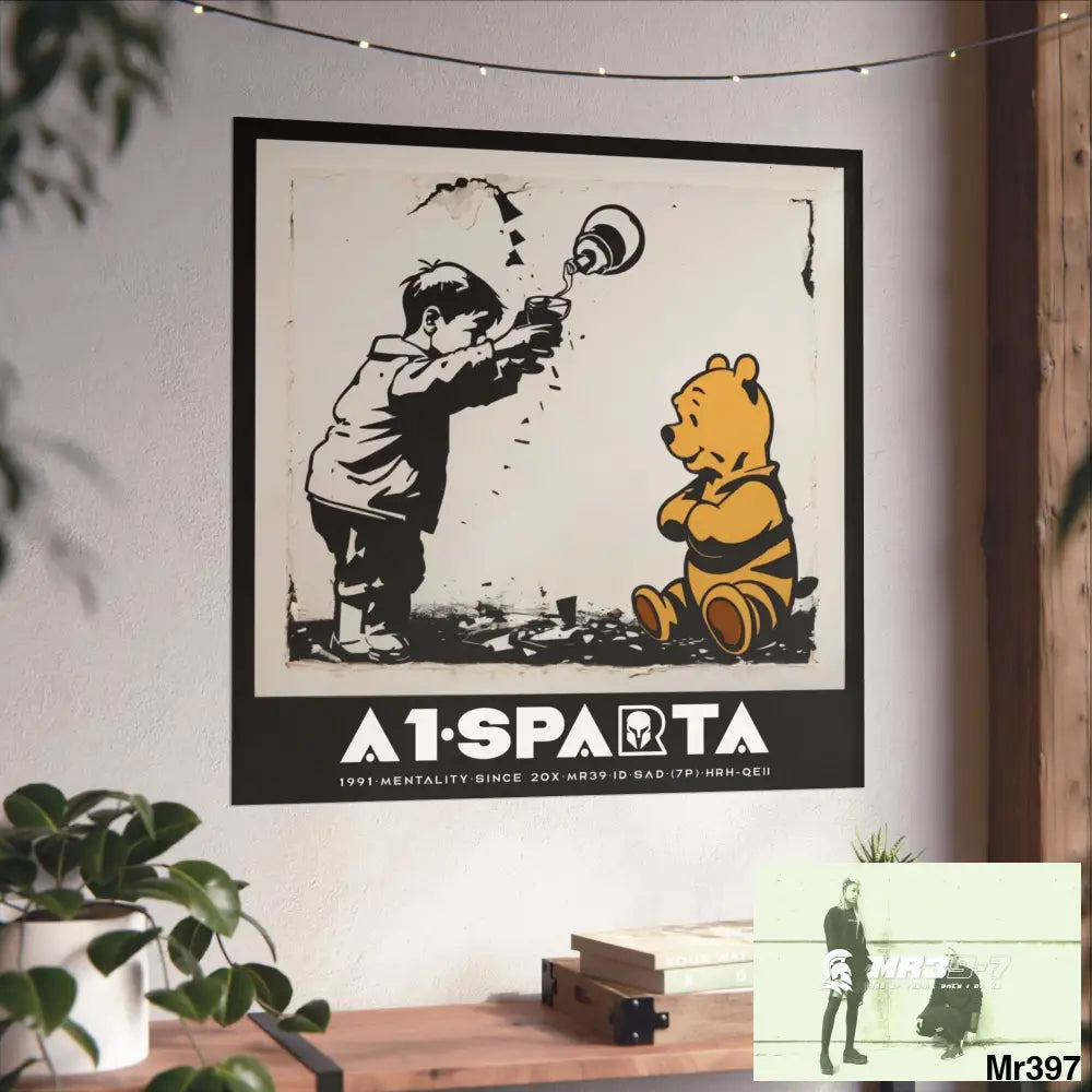 Banksy Style A1 Sparta DAHAB GOLD — SCENE 3 “Filling the Tigger Cup” no 4 Fine Art Posters Poster