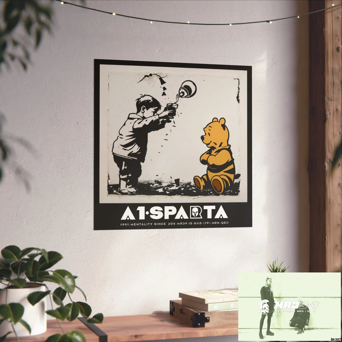Banksy Style A1 Sparta DAHAB GOLD — SCENE 3 “Filling the Tigger Cup” no 4 Fine Art Posters Poster