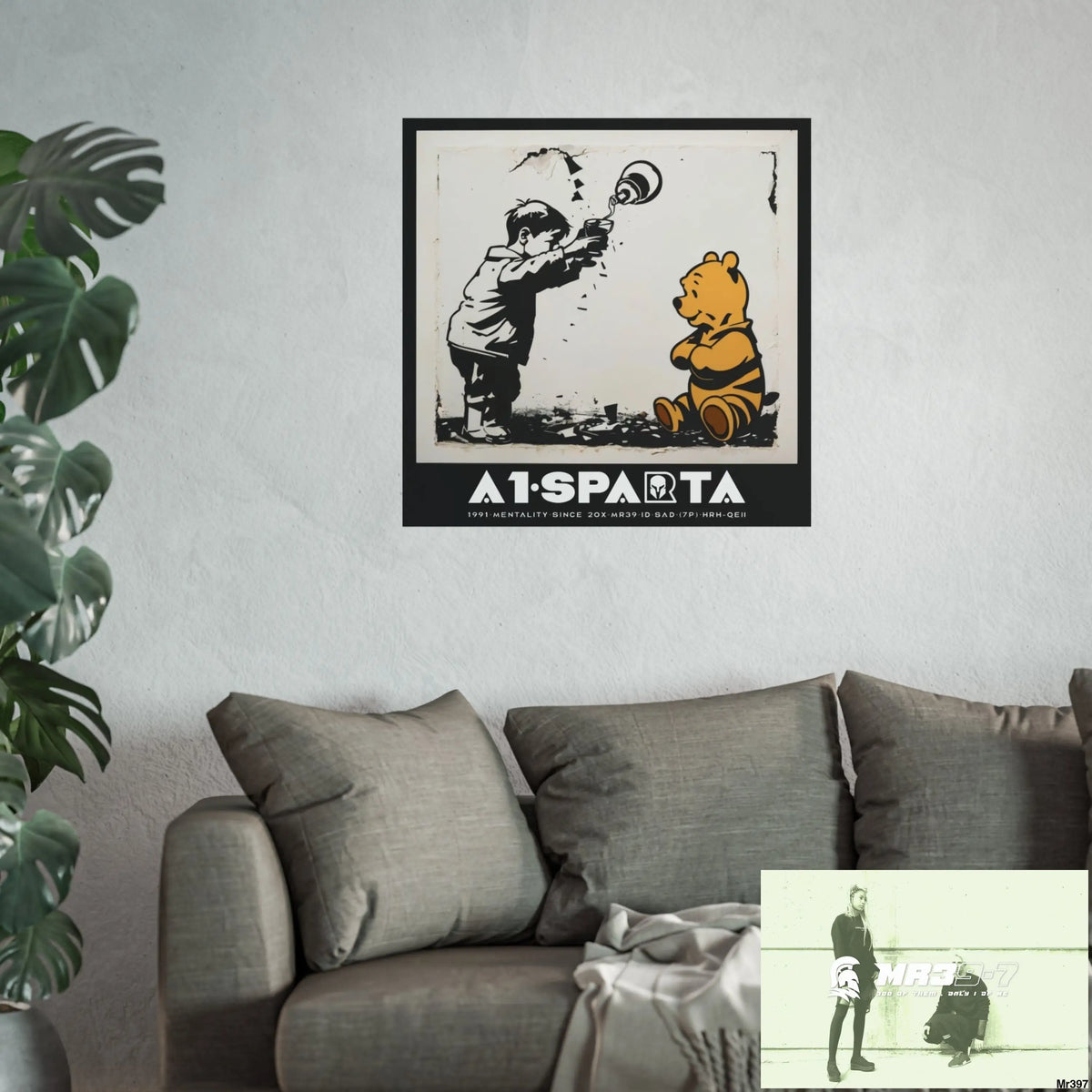 Banksy Style A1 Sparta DAHAB GOLD — SCENE 3 “Filling the Tigger Cup” no 4 Fine Art Posters Poster