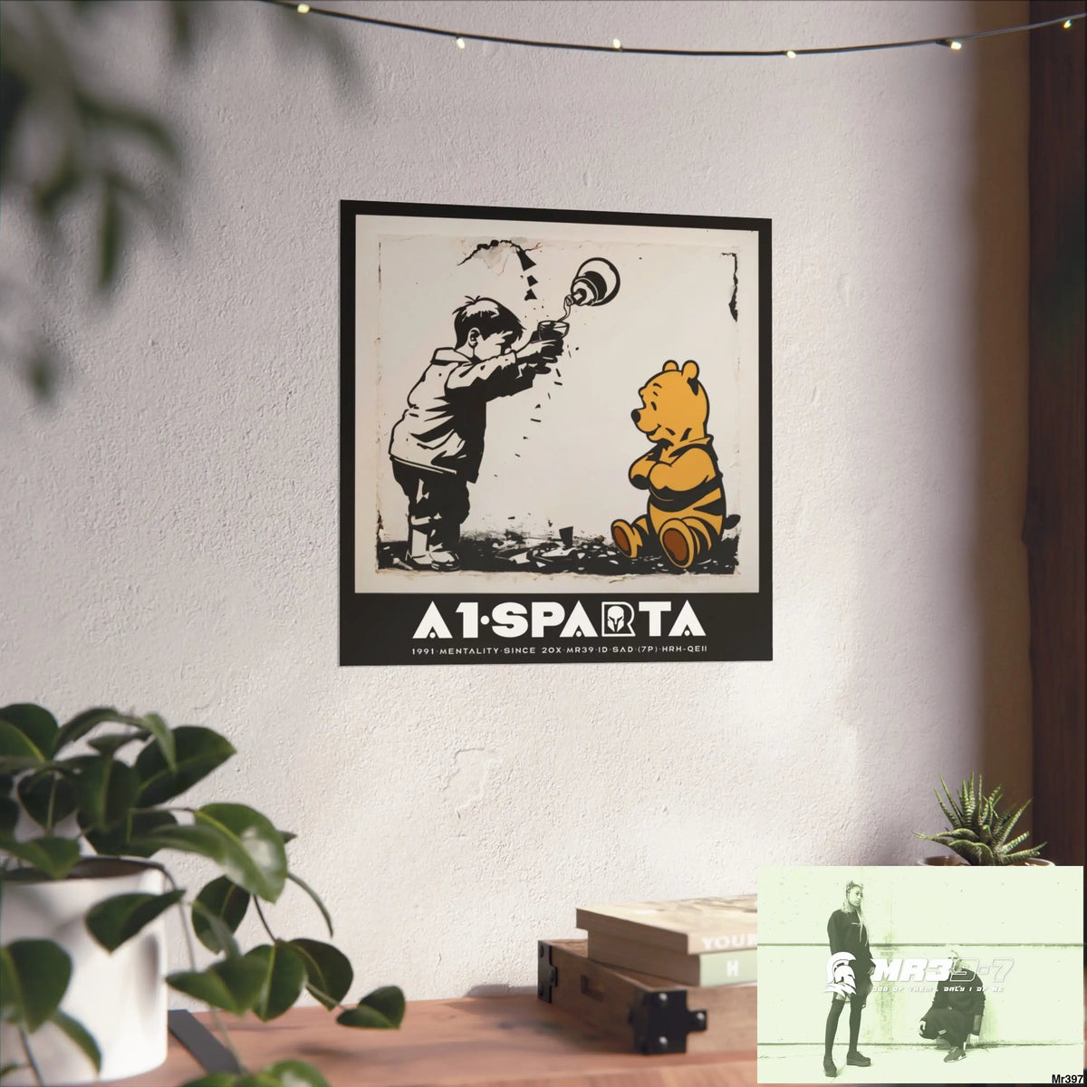 Banksy Style A1 Sparta DAHAB GOLD — SCENE 3 “Filling the Tigger Cup” no 4 Fine Art Posters Poster