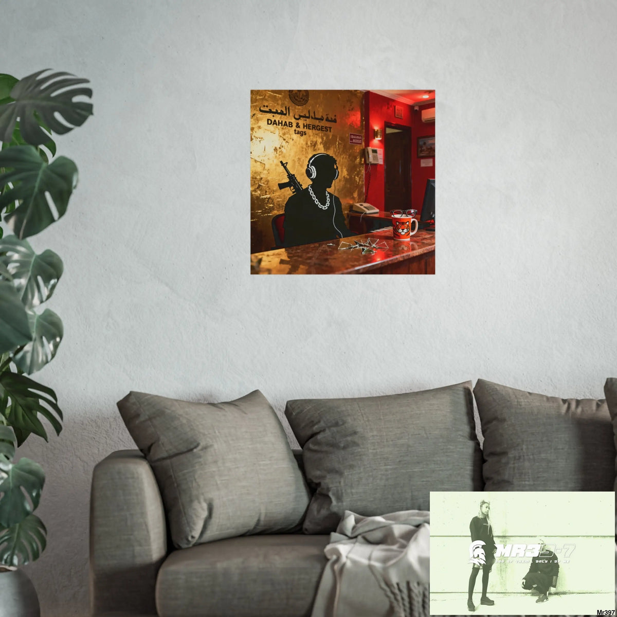 Banksy Style Dahab Gold Reception Desk (RATM / Jungle Moment) No 1 Fine Art Posters Poster