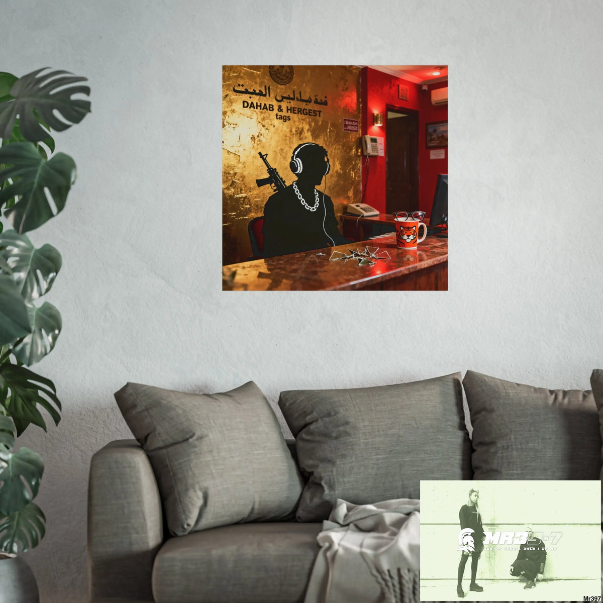 Banksy Style Dahab Gold Reception Desk (RATM / Jungle Moment) No 1 Fine Art Posters Poster